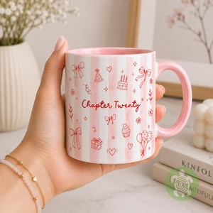 Personalised Chapter Birth Month Stripes Mug, Birthday Gift for Her, Turning Thirty Birthday Cup, Any Age Birthday Present for Women