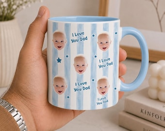 Personalised Baby Face Mug, Daddy Mummy Mug, Photo Mug, Birthday Mugs, Gift for New Dad, Grandad Gift With Kids Photo, Best Uncle Auntie