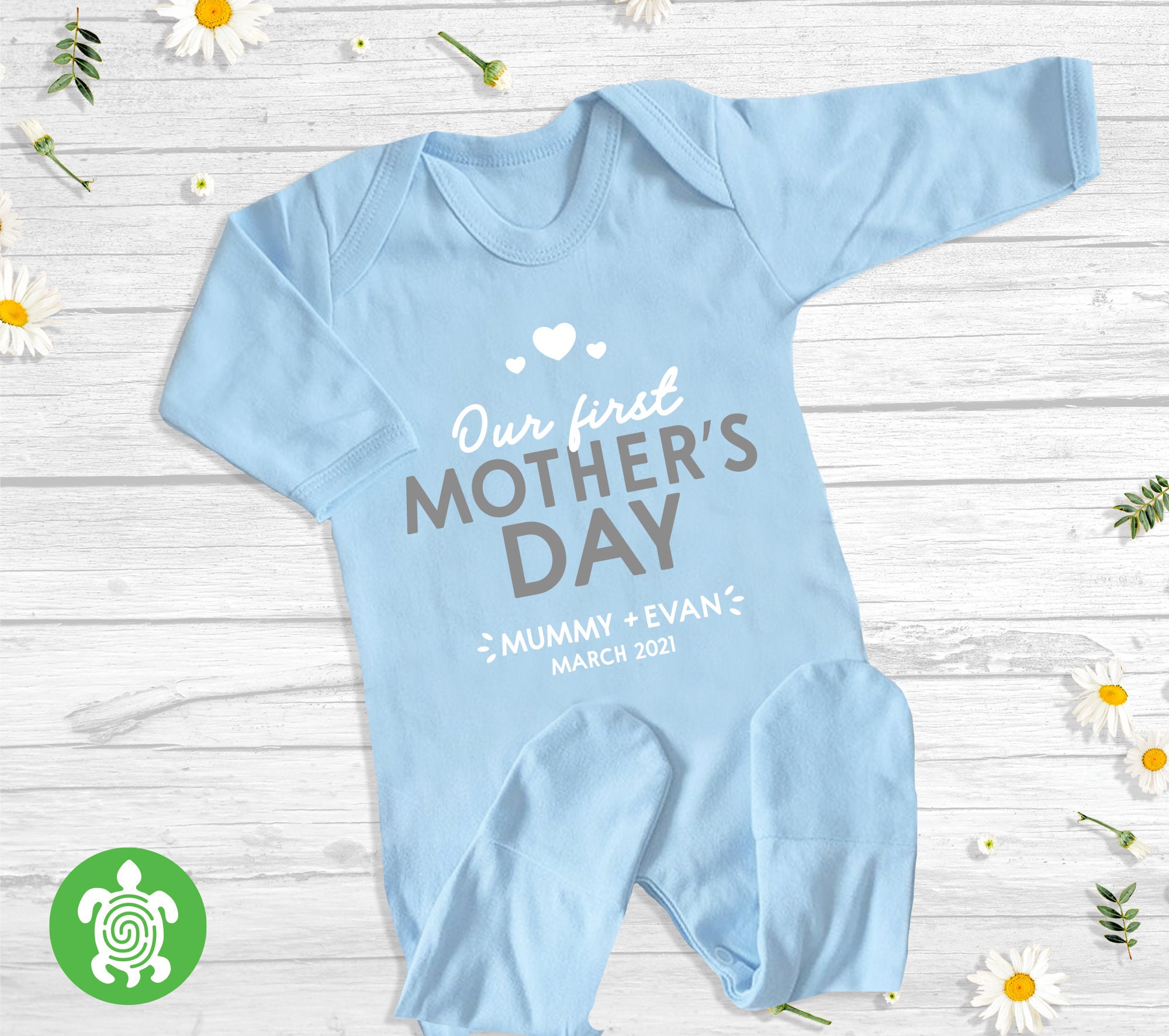 Custom Romper Our First Mother's Day Baby Bodysuit Mother's Day Gift Mama And Baby Elephant Baby Romper Personalized Baby Bodysuit