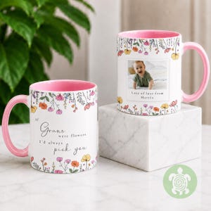 Personalised If.. Were Flowers Mug and Coaster Gift, Gifts for Mums, Gifts for Nanny, Gifts for Aunite, Customised Photo, Memorable Keepsake