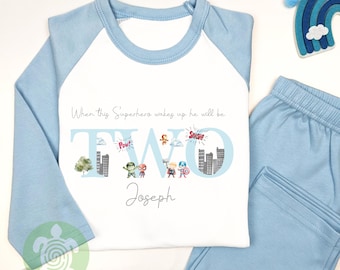 This Superhero Is Any Age When I Wake Personalised Kids Outfit, Birthday Morning Set, Custom Name Cotton Clothing Set, Tight-fitting style