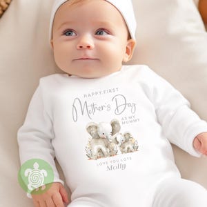 Personalised Happy 1st Mothers Day as my Mummy Elephant Design, First mother’s day  babygrow, First Mother’s Day, 1st mothers day gift