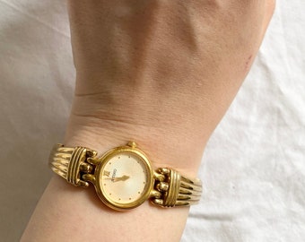 Vintage 1990s Gold-Plated Ladies' Seiko Quartz Watch; Pink Dial Watch