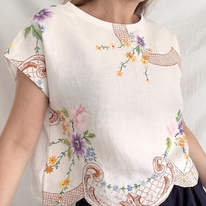 Embroidered Cottagecore Top; Reworked Top