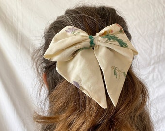 Reworked Floral Head Bow; Upcycled Bow Head Tie