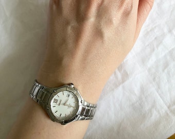 Seiko Watch; Vintage Unisex Watch; Silver Look Watch