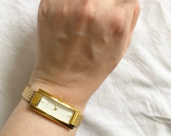 Vintage Dainty Watch; Rectangular Thin Watch