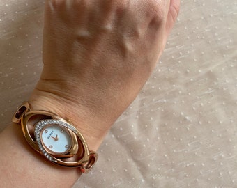 Reloj de bronce ovalado vintage; Reloj Stone Sekonda