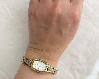 Ladies Square Watch; Vintage Stone Watch