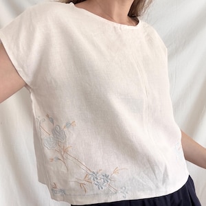 Embroidered White Top; One of a Kind Summer Top