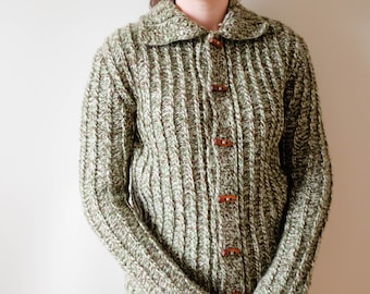 Vintage Shawl Collar Cardigan; Toggle Cardigan; Tricolour Cable Cardigan