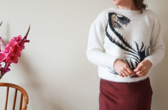 Vintage Fluffy Sweater ; Vintage 80s Angora Cozy S