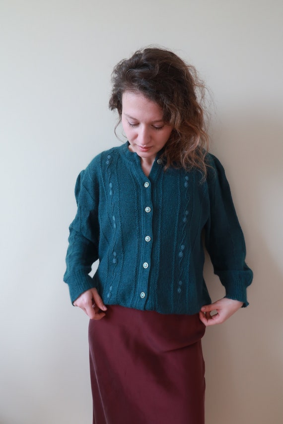 Embroidered Wool Cardigan Size 16 US 