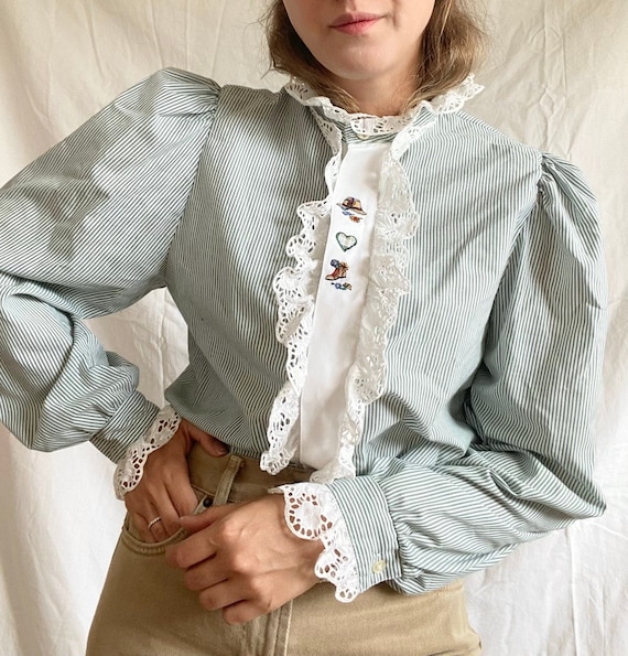 Vintage Hungarian Blouse; Embroidered Romantic Bl… - image 1