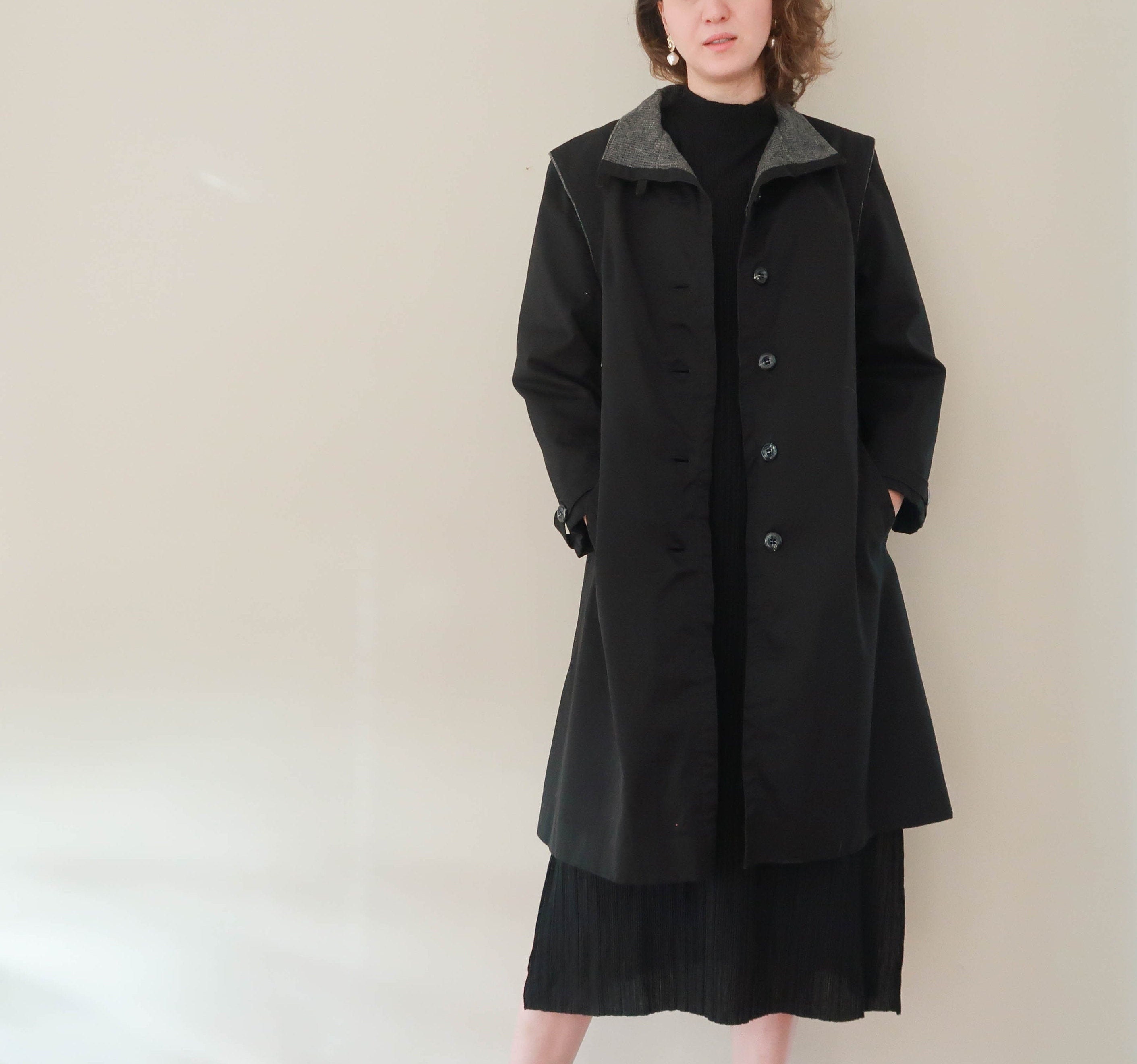 Vintage London Fog Coat 70s Black Rain 