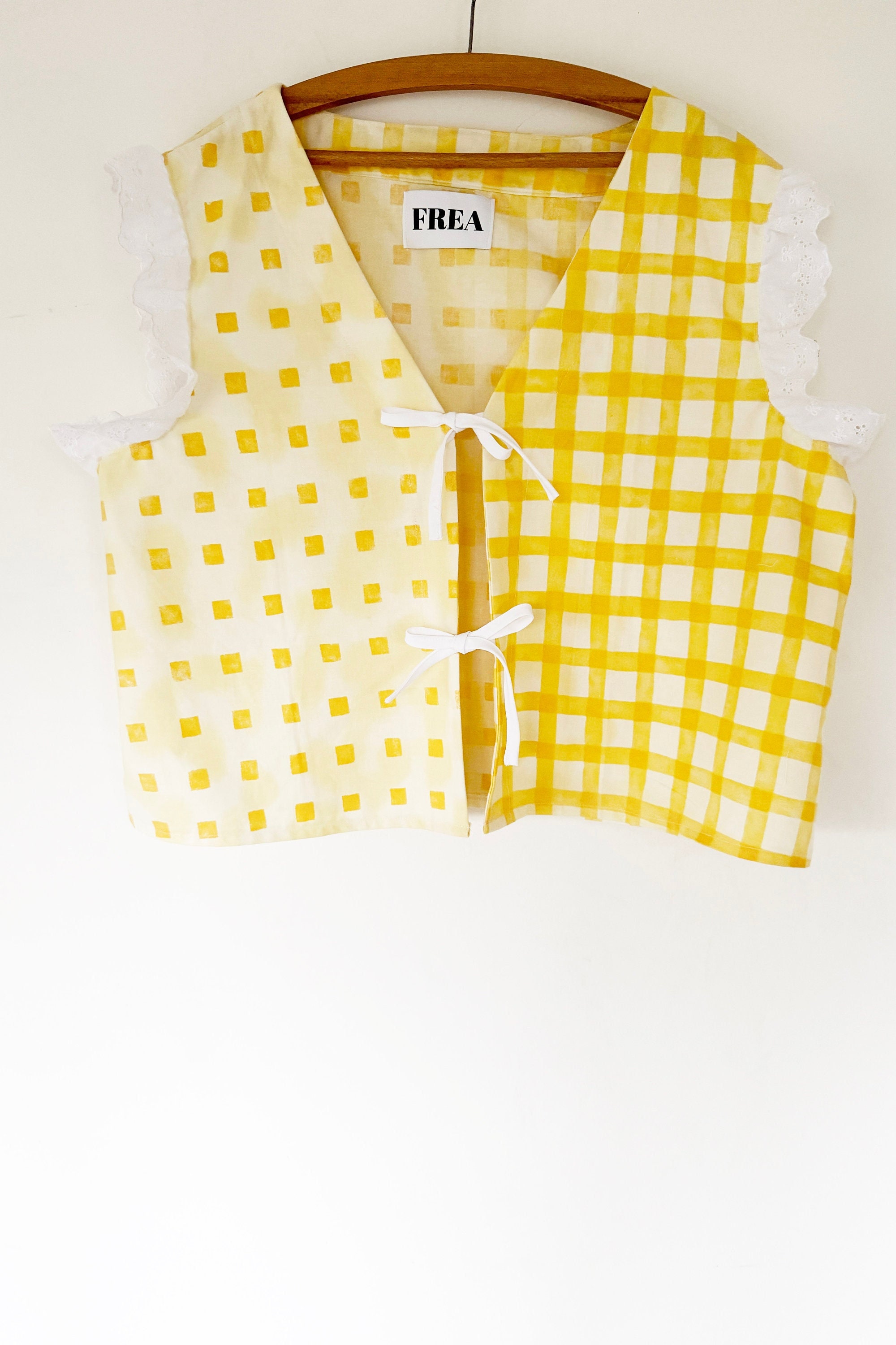 Reworked Sleeveless Top; Gingham Frilled Blouse