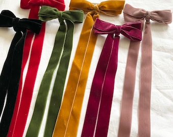 Handmade Velvet Hair Bows; Christmas Hair Bows