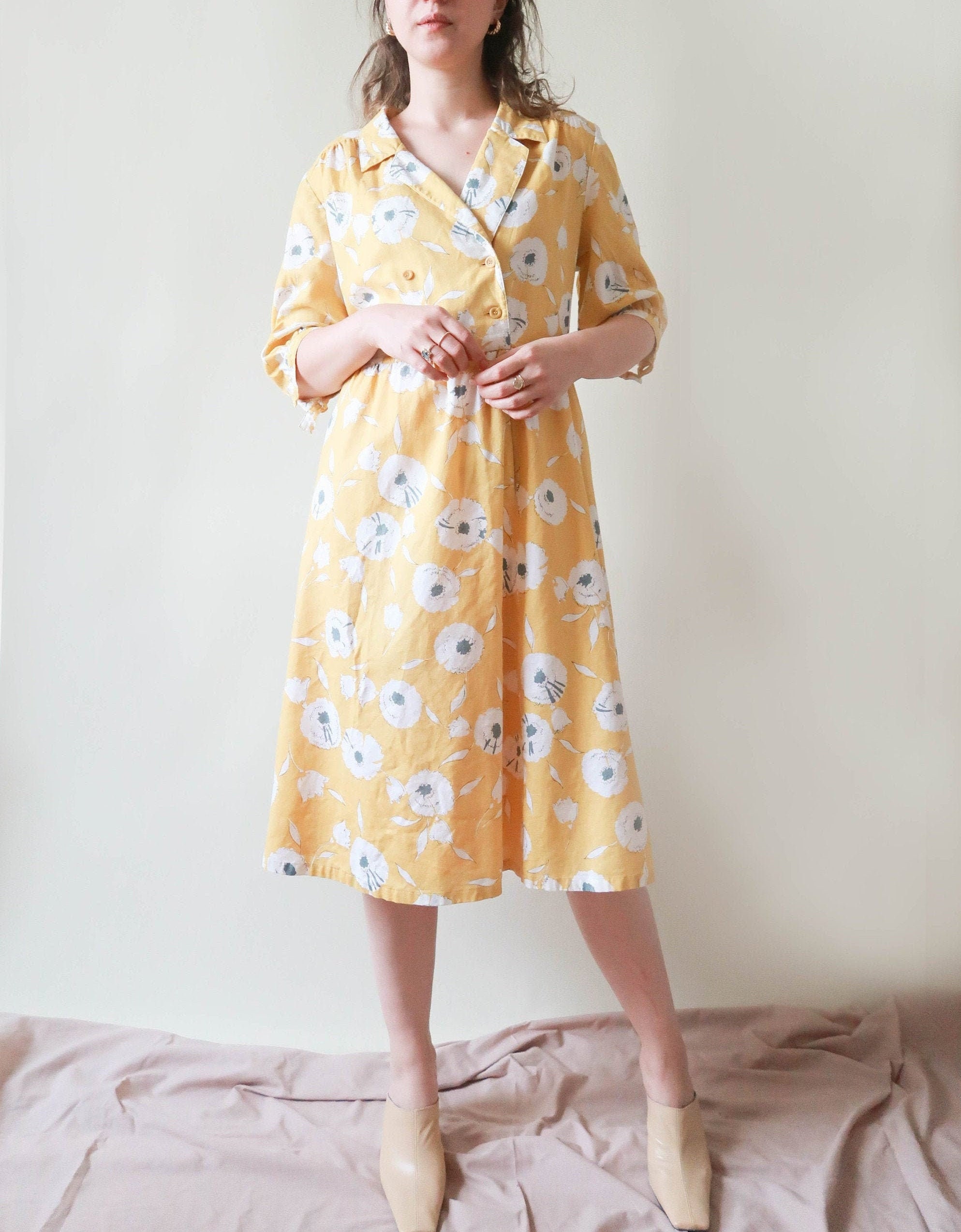 yellow midi dress uk