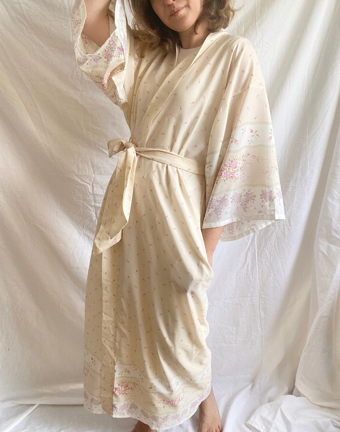 Vintage Black Knee Length Kimono Cardi main image 1