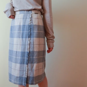 Tartan Wool Pastel Skirt 40 EU / 12 UK / 8 US Size Vintage Classy Ecru Tartan Skirt Vintage Pastel Skirt image 1
