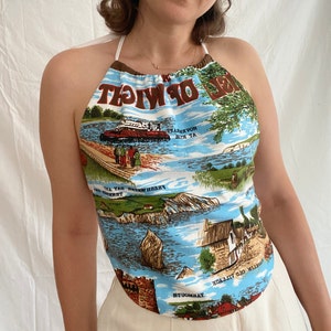 Reworked Tea Towel Top; Upcycled Halter Neck Top