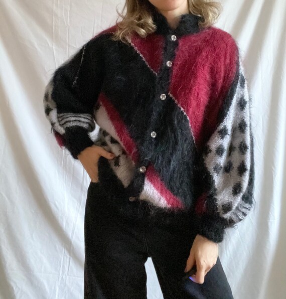 Vintage Mohair Cardigan Oversized Cardigan Vintage Black - Etsy Canada