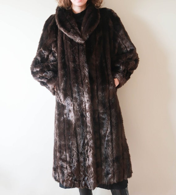Faux Fur Coat Women ; Vintage Fake Fur Long Coat