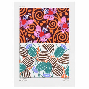 Emile-Allain Seguy : Suggestions for stuffs and carpets 60 color motifs, Plate 6 (1923) - Giclee Fine Art Print - Framed/Unframed/Canvas