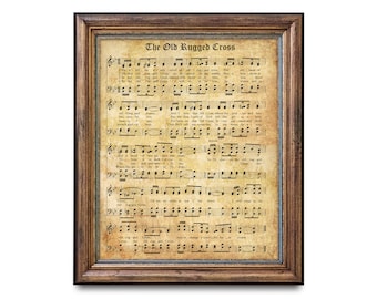 The Old Rugged Cross - Printable Vintage Sheet Music - Christian Art - Instant Download - PDF