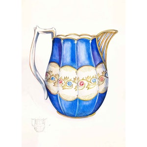 Vintage Retro Pitcher Glass Vase Bottle - Giclee Print - A4/A3/A2 Framed/Unframed