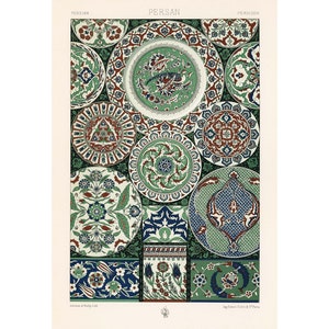 Persian Pattern - Antique Lithograph from 1888 - Framed/Unframed