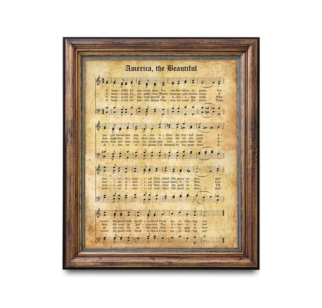 America the Beautiful Print - Printable Vintage Sheet Music - Patriotic ...