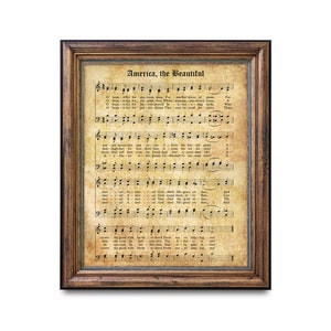 America the Beautiful Print -  Patriotic USA Wall Art - 4th of July Decor - Printable Vintage Sheet Music