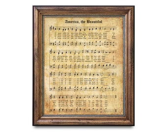 America the Beautiful Print, Printable Vintage Sheet Music, Instant ...