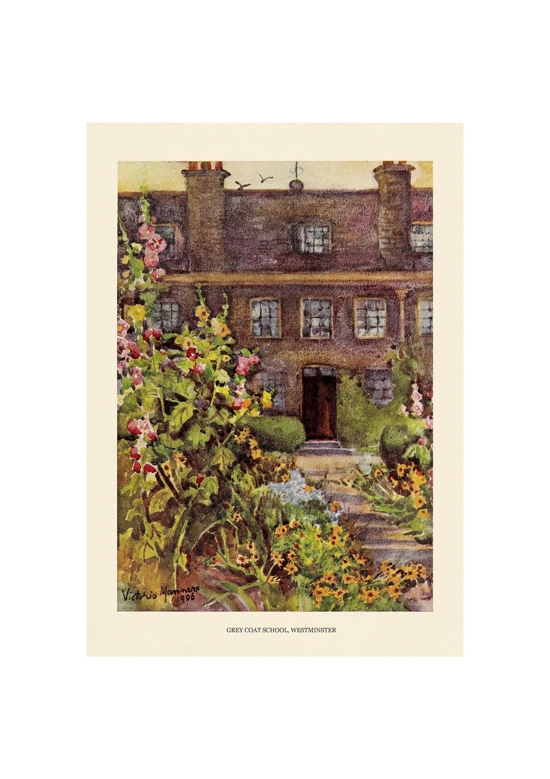 Grey Coat School, Westminster London Parks and Gardens 1907 Giclee