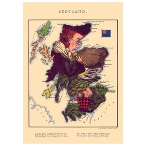 Carte victorienne d'Écosse - Lithographie ancienne (1868) - Impression jet d'encre - encadré/sans cadre
