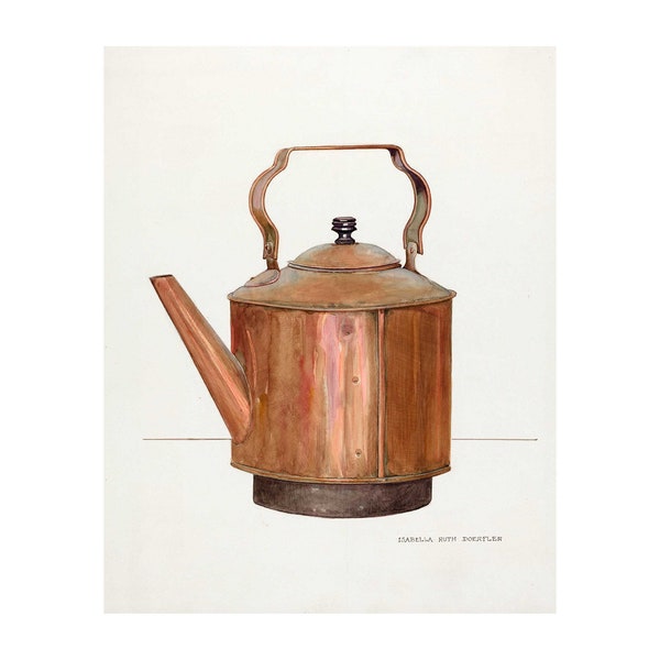 Copper Tea Kettle by Isabella Ruth Doerfler - Giclee Print - A4/A3/A2 Framed/Unframed