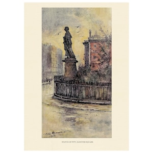 Hanover Square, Statue of William Pitt - London Parks and Gardens (1907) - Giclee Print - Framed/Unframed