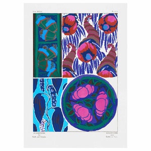 Emile-Allain Seguy : Suggestions for stuffs and carpets 60 color motifs, Plate 5 (1923) - Giclee Fine Art Print - Framed/Unframed/Canvas