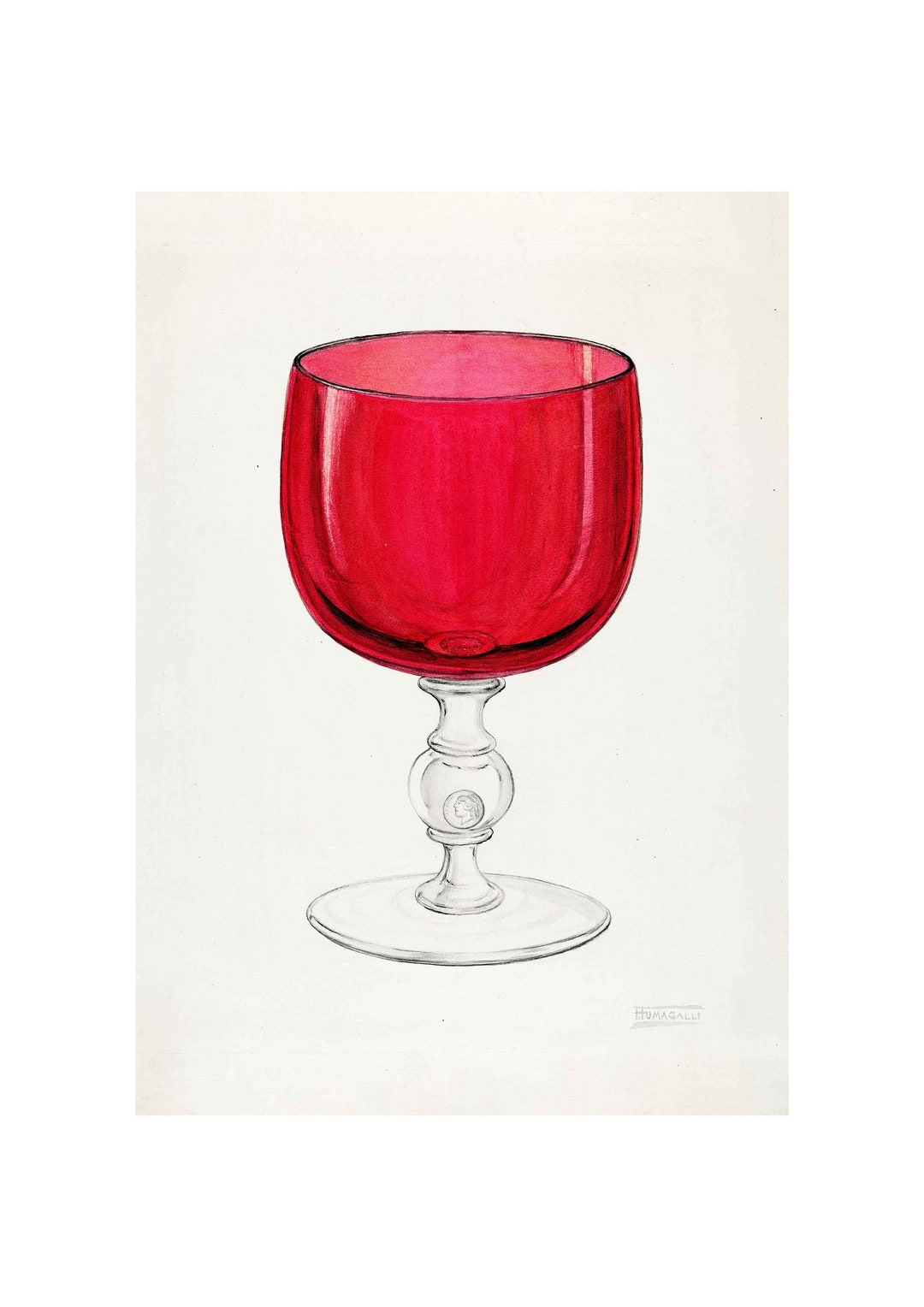 Vintage Retro Red Wine Glass Vase Bottle Ornamental Goblet Etsy