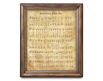 How Great Thou Art Print - Aged Antique Hymn - Inspirierendes Zitat - Instant Download