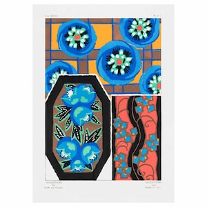 Emile-Allain Seguy : Suggestions for stuffs and carpets 60 color motifs, Plate 1 (1923) - Giclee Fine Art Print - Framed/Unframed/Canvas