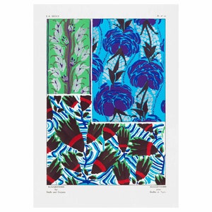 Emile-Allain Seguy : Suggestions for stuffs and carpets 60 color motifs, Plate 12 (1923) - Giclee Fine Art Print - Framed/Unframed/Canvas