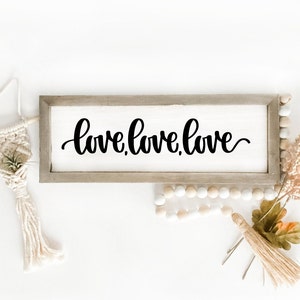 ラブラブラブ 8 x 18 バレンタインデー ファームハウス サイン