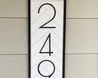 Cute Modern House Number Sign-Herringbone Made to Order