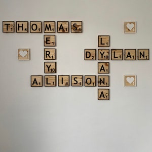 Giant 10cm Scrabble letter, 2mm relief, wooden material, wall decoration, handmade