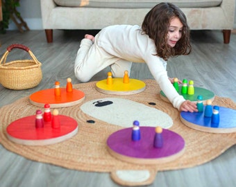 Wooden Stepping Stones - Handmade Montessori Toy for Creative & Active Play