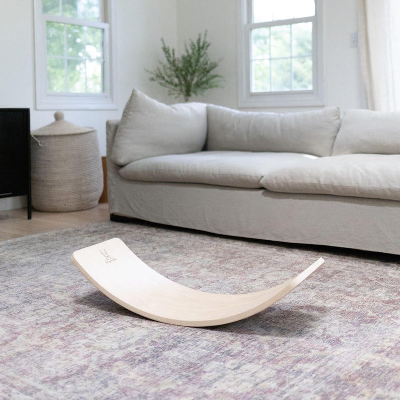 Bunny Hopkins® Montessori Wooden Balance Board for Kids | Wobble Board | Easter Gift for Kids | Waldorf Toy | Handcrafted in USA image 9