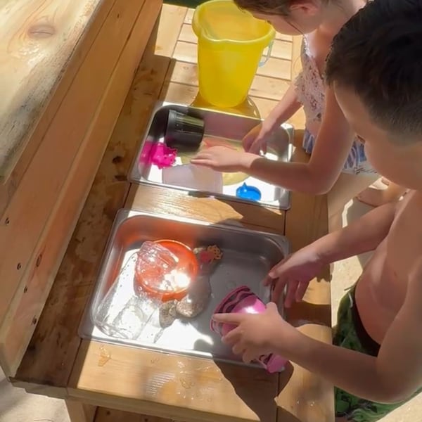 Handcrafted Wooden Mud Kitchen for Kids – Outdoor Sensory Play Table | Bunny Hopkins