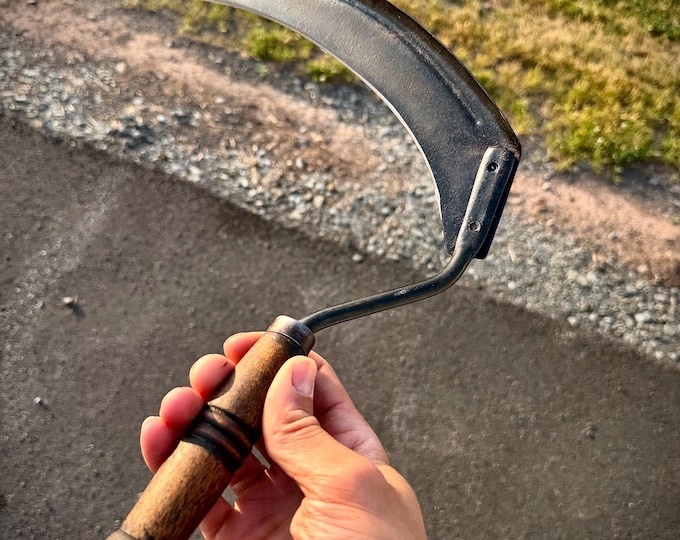 Vintage Sickle  with Ribbed Handle (Farm Crop Harvesting Hand Tool)